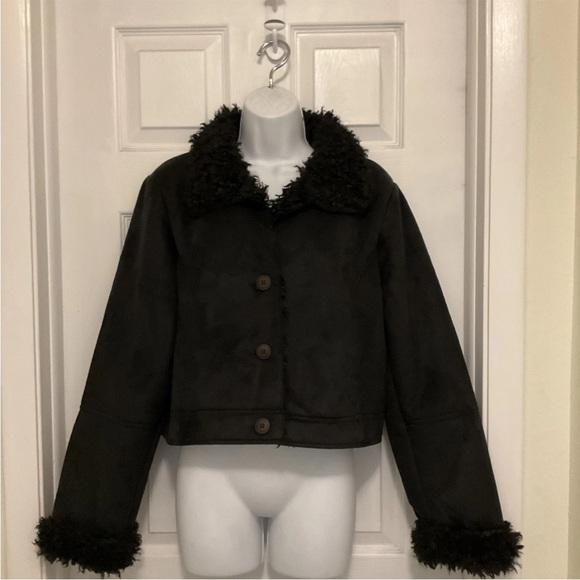 Love Tree Faux Suede/Fur Black Jacket NWT Size Medium - Picture 1 of 15